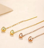 18k Heart Drop Earrings Long Earring 2 Colors