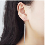 Silver Long Tassel Earrings