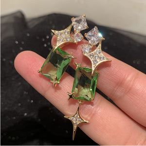 Women Candy Star Earrings Asymmetrical S925 Silver Needle Flash Earrings