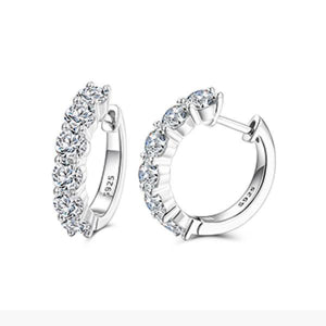 D Moissanite Earrings Sterling Silver 925 Fine Huggie Ear Clip