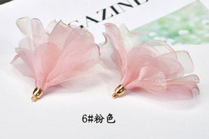 DIY Chiffon Satin Flower Pendant Earrings