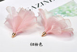 DIY Chiffon Satin Flower Pendant Earrings