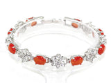 Orange Opal & Silver Chain Bracelet Jewelry