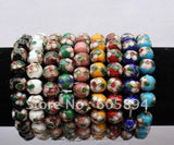 Colorful Enamel Filigree Stretch Bracelet 12mm Beads Bangle