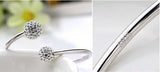 925 Silver Crystal Ball Cuff Bracelet for Women
