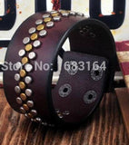 Retro Leather Bracelet Cuff Metal Studs