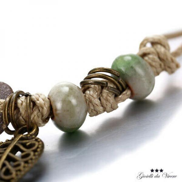 Adjustable Sliding Knot Bracelet Ethnic Leaf Beads