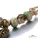 Adjustable Sliding Knot Bracelet Ethnic Leaf Beads