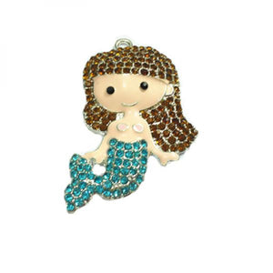 10pcs Mermaid Rhinestone Pendants for Jewelry Making