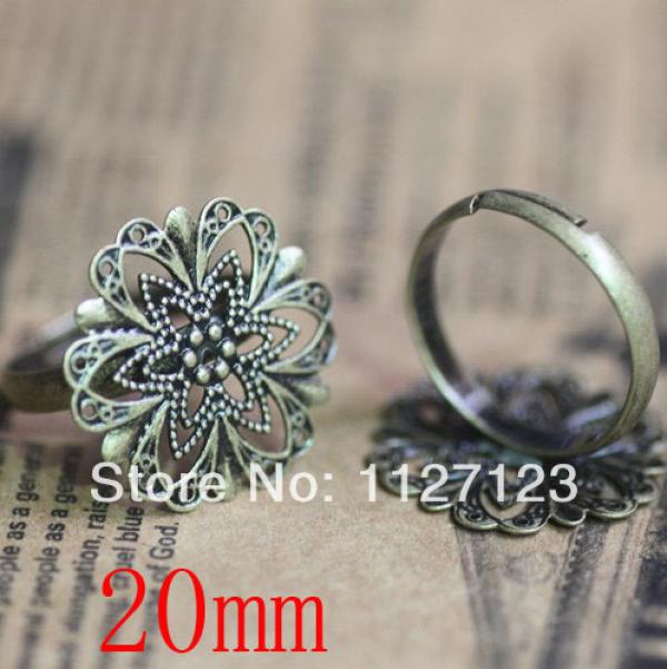 50Pcs 20mm Filigree Ring Base Blanks for Jewelry Making