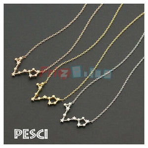 Zodiac Sign Necklace with Constellation Design - Pisces