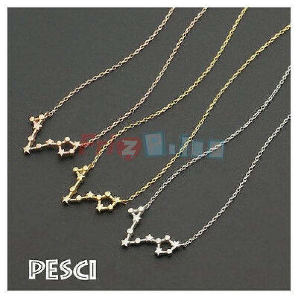 Zodiac Sign Necklace with Constellation Design - Pisces