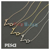 Zodiac Sign Necklace with Constellation Design - Pisces