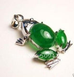 Green Jade Frog Necklace Pendant Natural Stone Animal Jewelry