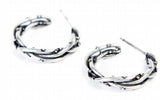 Real Antique 925 Sterling Silver Hoop Earrings Piercing Thorns Earring