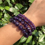 Fengbaowu Amethyst Bracelet 128 Faceted Beads Quartz Healing Stone Jewelry