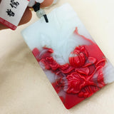 Natural Chicken Blood Jade Carved Flower Pendant Necklace