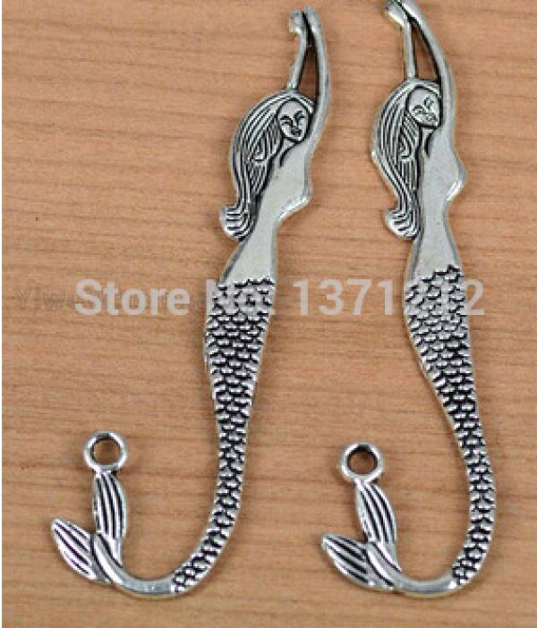 20pcs Vintage Mermaid Shape Bookmark Charms for DIY Jewelry
