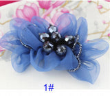 5*9cm Crystal Beads Voile Flowers Hair Accessories Making Artificial Flowers