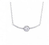 S925 Sterling Silver Curved Necklace European American Creative Round Diamond