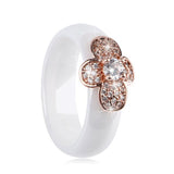 Bee Ceramic Rings For Women Rose Big CZ Pink Ceramic Rings Women Jewelry