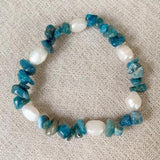 Baroque Freshwater Pearl Bracelet with Crystal Chips Stone
