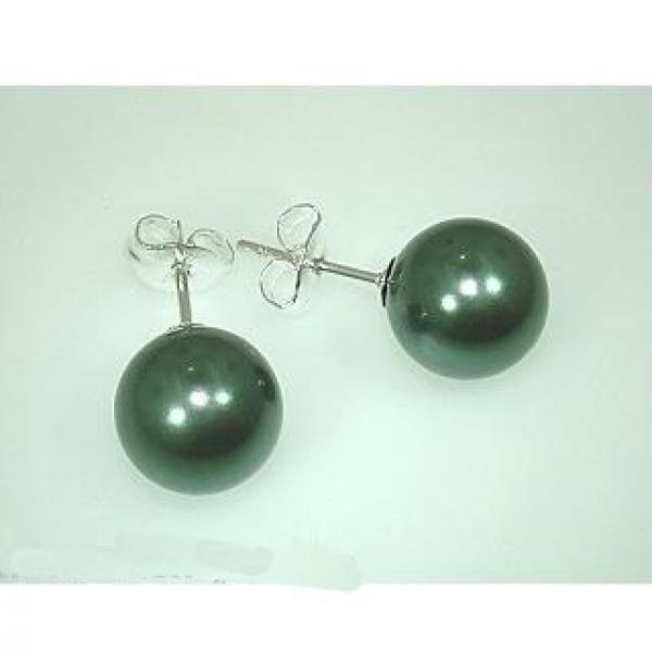 10mm Silver Green South Sea Shell Pearl Earrings
