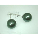 10mm Silver Green South Sea Shell Pearl Earrings