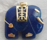 2PC Elephant Necklace Pendant Fine Gold Jade 100%