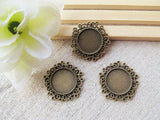 100pcs Flower Border Round Base Setting Tray Bezel Pendant Charm
