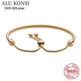 925 Sterling Silver Snake Chain Bracelet Bangle for Women Charm DIY Jewelry