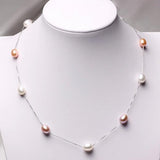 Pearl Necklace 925 Sterling Silver Choker Pendant Jewelry Gift