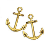 Antique Brass Silver Plated 2 Sided Summer Charms Anchors Pendant
