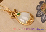 Jade Lucky Bag Pendant Necklace 925 Silver Gemstone Charm
