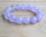 12mm Natural Agate Bracelet Lavender Gemstone Elastic Thread Bracelet