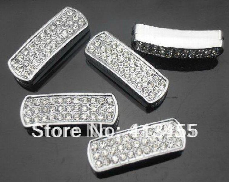50pcs 8mm Rhinestone Bar Slide Charms for DIY Bracelet Pet Collar