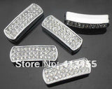 50pcs 8mm Rhinestone Bar Slide Charms for DIY Bracelet Pet Collar