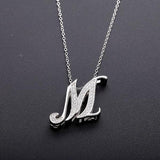 925 Silver M Y Pendant Necklace CZ Crystal Japanese Men Women Jewelry