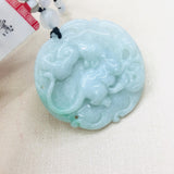 Emerald Jade Carved Green Rat Zodiac Pendant Necklace