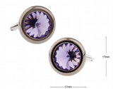 Round Purple Crystal CUFFLINKS for Men L1522 17mm
