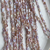 Purple Reborn Keshi Pearl Flat Oval 6-7mm Loose Beads for DIY Jewelry
