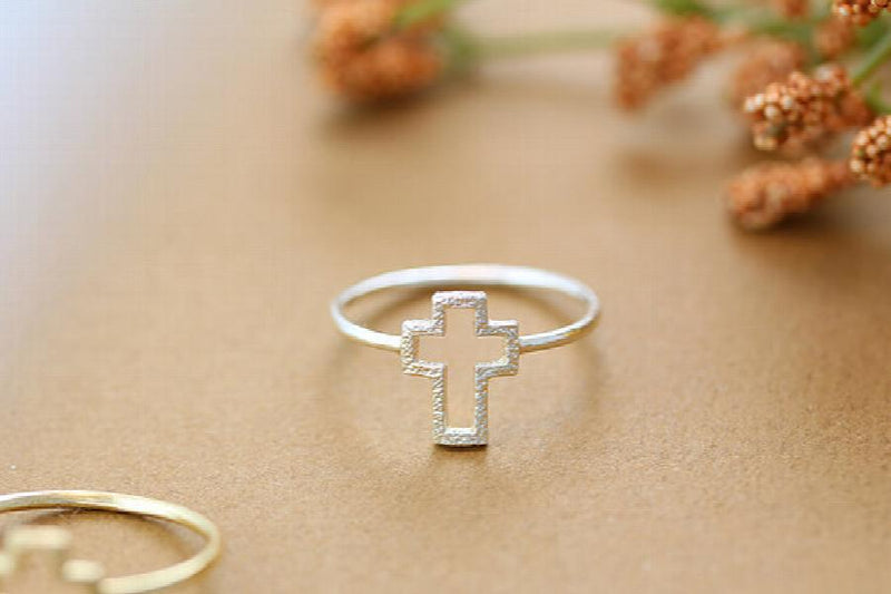 Cross Line Ring Silver Golden Jewelry - 12Pcs/Lot