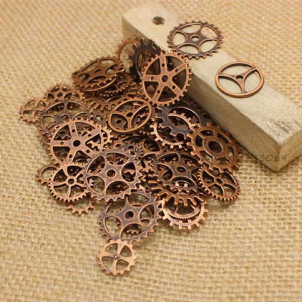 100 pcs Antique Copper Gear Charms Pendant for DIY Metal Jewelry Making