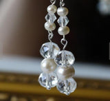 Crystal Round Freshwater Pearl S925 Silver Dangle Earrings