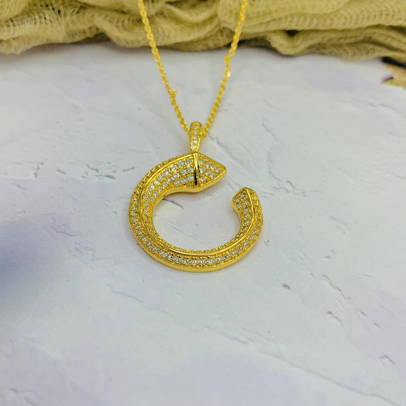 Copper Zircon Necklace with Earrings Set S1880