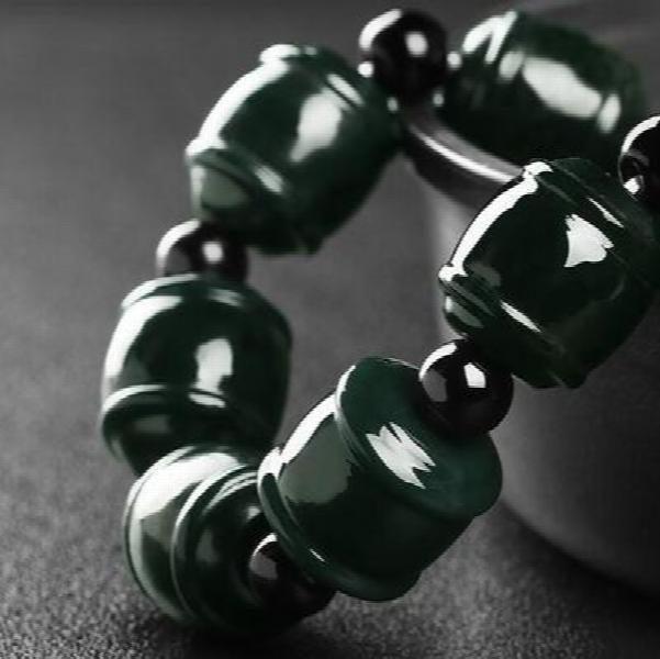 Natural Hetian Jade Dark Green Bracelet Men Women's Jewelry Gift