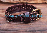 Brown Braided Leather Bracelet Cuff Mens