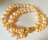 Pink Freshwater Pearl Bracelet 7-8mm 2 Strands Clasp
