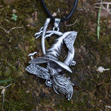 Wiccan Halloween Moon Spider Web Broom Necklace