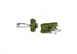 Sunnylink 3D Tank Green Cufflinks for Shirt